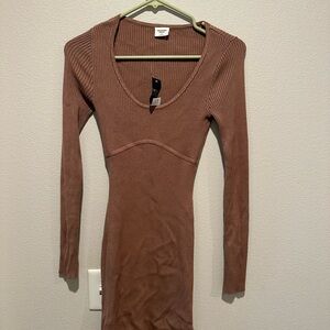 Abercrombie & Fitch Tan Long Sleeve Dress